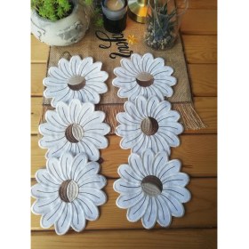 Resim Winter Flower Desenli Kahve Sunum Peçetesi – Zarif ve Özel 