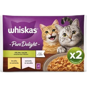 Resim Whiskas Pure Delight Tavuk Dilimli Yaş Kedi Maması 4x85 Gr X 2 Adet 