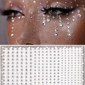 Resim Çok Tane Boyutu Y2K Gümüş Beyaz 3D Simülasyon Taşlı Kadın Üç boyutlu Yüz Süsleme Tırnak Çıkartması Tatil Hediyesi DIY Müzik Festivali Parti Makyaj Topu Saç Gözler Yüz Vücut Süslemeleri için Uygun 