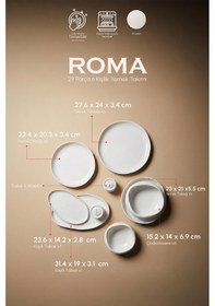 Resim Roma 29 Parça 6 Kişilik Porselen Yemek Takımı Beyaz Beyaz 