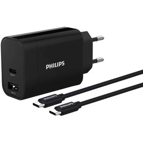 Resim Philips DLP2621C 30W USB-A ve USB-C Bağlantısı Type-C Kablolu Duvar Şarj Adaptörü 