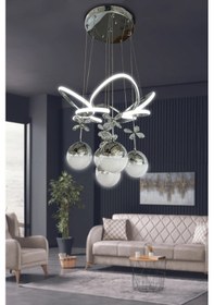 Resim Kral Tacı 5 Top Modern Sarkıt Led Avize Çok Renkli 