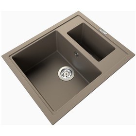 Resim Polex Cristalüx Granit Evye P-04 Toprak 1.5 Gözlü Tezgah Altı Ve Tezgah Üstü Kare Mutfak Evyesi 59.5x49 CM 