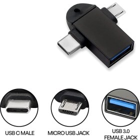 Resim Parcbeny 6549 Micro USB Type-C 3 In 1 Dönüştürücü Çevirici Adaptör Otg USB 3.0 Girişli Type-C - Micro USB Dönüştürücü Aparat 