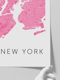 Resim New York Pembe Hari̇ta - Art Print - 50x70 cm 