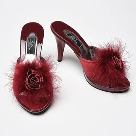 Resim Gc Kaztüyü Gül Aksesuarlı Gelin Çeyiz Terliği - Ev Terliği 190 - Bordo 