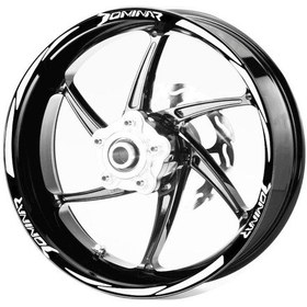 Resim Beyaz Dominar Yazıl 3 Parçalı Reflektif Beyaz Jant Şeridi Sticker 