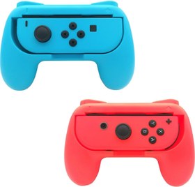 Resim RREAKA Nintendo Switch için Anahtar Kontrol Cihazı El Tutamakları OLED Joy-Con Kolu Kiti Joy Cons için Oyun Pedi Kauçuk Yüzey Konforlu Uzaktan Tutucu Aksesuarları 2'li Paket Kırmızı, Mavi 