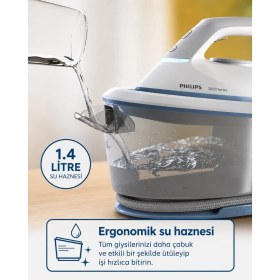 Resim Philips Buhar Kazanlı Ultra Hafif Ütü 6 Bar Basınç Şok Buhar Gücü Kolay Saklama 