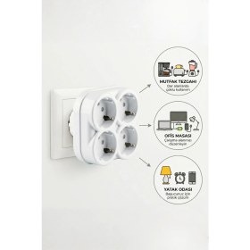 Resim 4'lü Topraklı Golyat Fiş Priz 