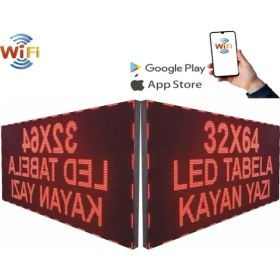 Resim LED Tabela 64X32CM Çift Taraflı Kırmızı Kayan Yazı-Wifi 