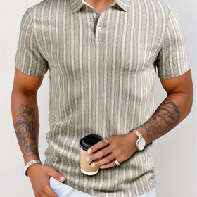 Resim Erkekler için üst düzey kalite orta tonlu açık hava golf sporları için rahat pololar. 