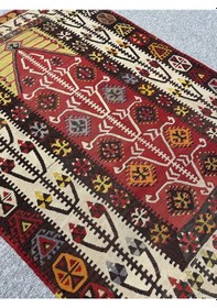Resim El Dokuma Seccade Gömürgen Kilimi 110x160 Kök Boya Antika Kilim Kırmızı 