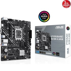 Resim Asus Prıme H610M-K Argb Intel H610 LGA1700 Ddr5 5600 HDMI VGA M2 Usb3.2 Aura Rgb Matx 96GB Kadar Ram 