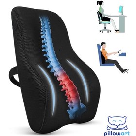 Resim PİLLOWART Hafızalı Köpük Sırt Yastığı -Ofis ve Araba Koltuğu için Ergonomik Arka Elastik Yastık 