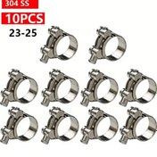 Resim Motion003 10 Adet 304 Paslanmaz Çelik Avrupa Tipi Ağır Hizmet Mengene Kelepçe 23-25mm 