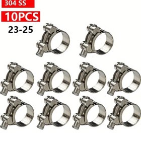 Resim Motion003 10 Adet 304 Paslanmaz Çelik Avrupa Tipi Ağır Hizmet Mengene Kelepçe 23-25mm 