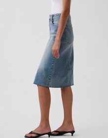 Resim Mavi High Rise Denim Midi Kalem Etek - Mavi / 25 