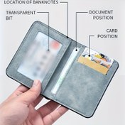 Resim 1pc İnce Dikey Erkek Cüzdanı, RFID Engelleme, Suni Deri, Basit Tasarım, Kart Tutucu, Şeffaf Kimlik Penceresi, Güvenli Kapanış 