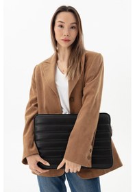 Resim Kapitone Laptop Kılıfı 15.6 & 16 İnç Düz Siyah 