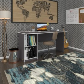 Resim Kenzlife ofis masası yoko ono gri sol 75*120*80 raflı dolap eşkenar bilgisayar çalışma masası 