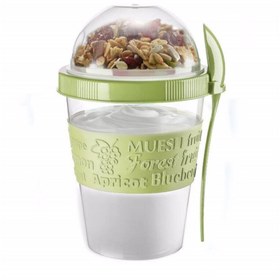 Resim pazariz Meyve Hazneli - Kaşıklı Portatif Yoğurt Kabı 600 Ml Yeşil 