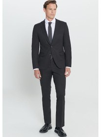Resim AC&Co / Altınyıldız Classics Erkek Siyah Slim Fit Dar Kesim Mono Yaka Takım Elbise 4A3023100061SYH566N Siyah 
