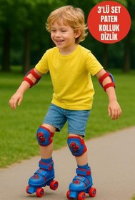 Resim Spiderman Çantalı Dizlik ve Dirseklikli 4 Teker Paten Seti - (22 - 29 Numara için Ayarlanabilir) 