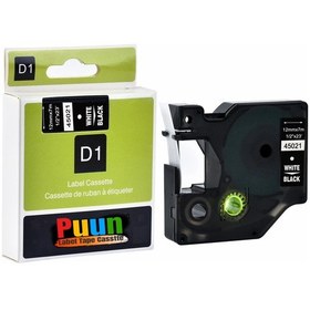 Resim Puun Dymo D1 45021 12mmX7m Siyah-Beyaz 720610 Uyumlu şerit 