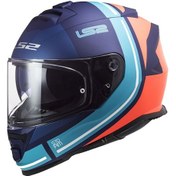 Resim Ls2 Storm 2 Slant Mat Mavi Turuncu Full Face Motosiklet Kaskı 