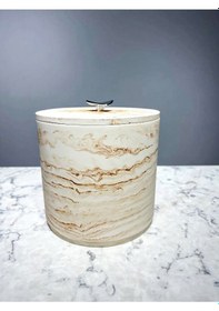 Resim Betonmall Beton Banyo Çöp Kovası Mermer Desen 4 Litre Bej 