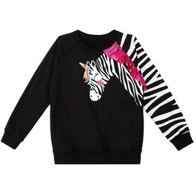 Resim Denokids Fırfırlı Zebra Kız Çocuk Siyah Sweatshirt Mint 