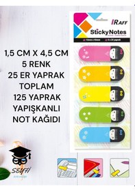 Resim 1,5 Cm X 4,5 Cm 5 Renk 25 Er Yaprak Toplam 125 Yaprak Yapışkanlı Not Kağıdı 