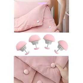 Resim MHT Spot Pratik 10'lu Mantar Şeklinde Yorgan Nevresim Çarşaf Sabitleme Iğnesi Düğmeli Sabitleyici 