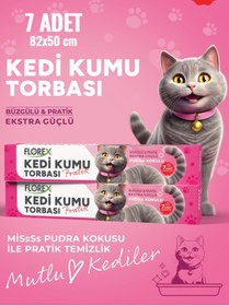 Resim naft 7'li Kedi Kumu Torbası Pudra Kokulu Büzgülü Poşet Pet Evcil Hayvan Kedi Tuvaleti 1 Paket 82x50cm 