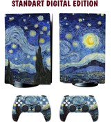 Resim KT Decor Van Gogh Yıldızlı Gece Playstation 5 Full Sticker Kaplama Seti 