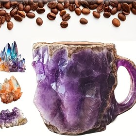 Resim 1 adet Şık Ametist Kristal Kahve Bardağı - Paslanmaz Çelik Kaplama ile Isıya Dayanıklı, Bulaşık Makinesinde Yıkanabilir, Tekrar Kullanılabilir, Ev ve Ofis için Mükemmel - Benzersiz Kristal Hediye, Ofis Kahve Bardağı | Kristal Kahve Bardağı | Dayanıklı Kahve Bardağı 