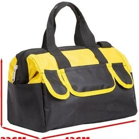 Resim Dofolink 20 İnç Sarı Kalın Su Geçirmez Kumaş Elektrikçi Tamir Çanta - El Tutan Çok Amaçlı Dayanıklı Büyük Kapasiteli Araç Çantası 