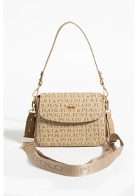 Resim Just Polo Kadın Baskılı Ayarlanabilir Askılı Şık El & Omuz Çantası Ebat : 26 X 13 Cm Shopper Vizon 