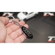 Resim Audi Uyumlu Logo Çift Yön Krom Metal Stil Anahtarlık 