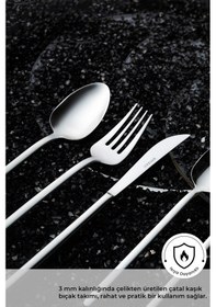 Resim Emsan Lora 84 Parça 12 Kişilik Kutulu Çatal Kaşık Bıçak Takımı Gümüş 