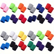 Resim 12 Adetlik Spor Bileklikleri, Erkekler ve Kadınlar için Ter Emici Polyester Bilek Destekleri, Tenis, Basketbol, Koşu ve Spor Salonu Egzersizleri için Rahat Uyumlu Elde Yıkanabilir Bilek Desteği 