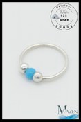 Resim MAZEN Mavi Toplu Halka | 925 Ayar Gümüş Tekli Hızma | Minimalist Burun Piercing | Kadın Takı Aksesuar 