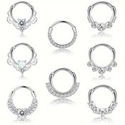 Resim 1 adet Şık Basit Tarz 16G Paslanmaz Çelik Zirkon Yapay Taşlı, Opal, Kıkırdak Helix Tragus Daith Küpe Burun Halkaları Piercing Takı Günlük ve Parti Durumları İçin, Sevgililer Günü Hediyesi 