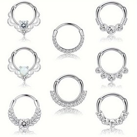 Resim 1 adet Şık Basit Tarz 16G Paslanmaz Çelik Zirkon Yapay Taşlı, Opal, Kıkırdak Helix Tragus Daith Küpe Burun Halkaları Piercing Takı Günlük ve Parti Durumları İçin, Sevgililer Günü Hediyesi 