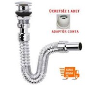 Resim Pop Up Krom Kaplama Bas-Stoplu Körüklü Lavabo Sifonu Eviye Sifon N11.630 
