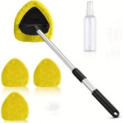 Resim Meridiangoods Yellow 5 Adet Rüzgarlık Temizleyici Seti 4 Yeniden Kullanılabilir Yıkanabilir Mikrofiber Ped Ve Teleskopik Saplı Cam Sileceği Kiti 