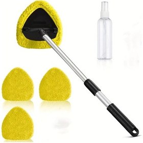 Resim Meridiangoods Yellow 5 Adet Rüzgarlık Temizleyici Seti 4 Yeniden Kullanılabilir Yıkanabilir Mikrofiber Ped Ve Teleskopik Saplı Cam Sileceği Kiti 