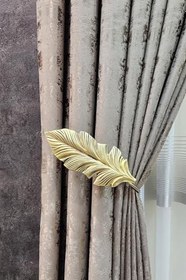 Resim Çınar Yaprak Perde Renso Altın Gold 