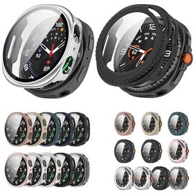 Resim Samsung Galaxy Uyumlu Watch 8 İçin 44mm Temperli Film Entegre Pc Saat Kapağı Buzlu Siyah 